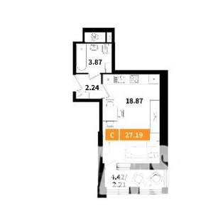 Студия квартира, вторичка, 27м2, 8/17 этаж