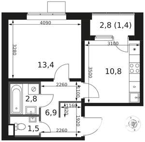 1-к квартира, вторичка, 37м2, 3/8 этаж