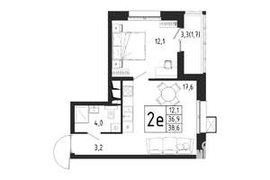 1-к квартира, вторичка, 39м2, 2/12 этаж