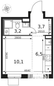 Студия квартира, вторичка, 24м2, 8/17 этаж