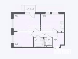 2-к квартира, вторичка, 54м2, 4/12 этаж