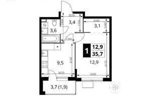1-к квартира, вторичка, 36м2, 16/17 этаж