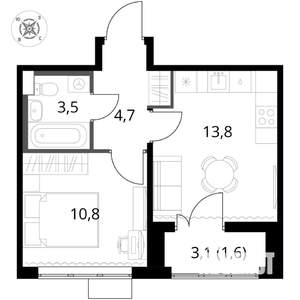 1-к квартира, вторичка, 34м2, 14/17 этаж