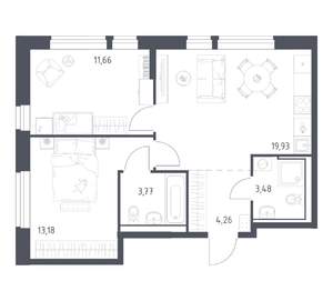 2-к квартира, вторичка, 56м2, 2/17 этаж