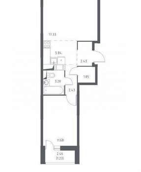 2-к квартира, вторичка, 46м2, 11/17 этаж