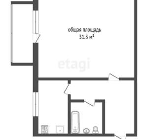 1-к квартира, вторичка, 31м2, 5/5 этаж