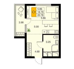 Студия квартира, вторичка, 20м2, 14/20 этаж