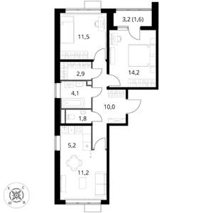 3-к квартира, вторичка, 63м2, 2/17 этаж