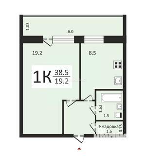 1-к квартира, вторичка, 39м2, 16/16 этаж