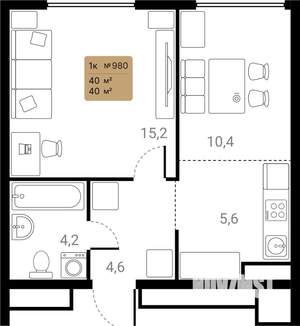 1-к квартира, вторичка, 40м2, 13/28 этаж