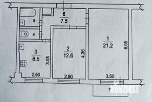 2-к квартира, вторичка, 55м2, 5/5 этаж