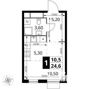 2-к квартира, вторичка, 46м2, 7/8 этаж