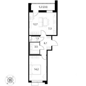 2-к квартира, вторичка, 48м2, 13/17 этаж