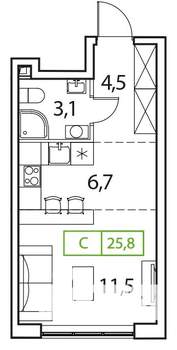 1-к квартира, вторичка, 26м2, 14/18 этаж