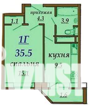 1-к квартира, вторичка, 34м2, 11/18 этаж