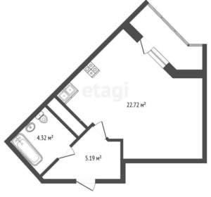 Студия квартира, вторичка, 33м2, 8/27 этаж