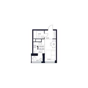 1-к квартира, строящийся дом, 25м2, 6/15 этаж