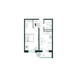 1-к квартира, вторичка, 40м2, 2/9 этаж