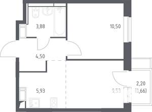 1-к квартира, строящийся дом, 35м2, 7/12 этаж