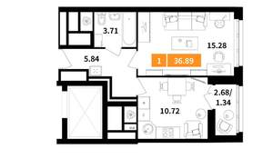 1-к квартира, вторичка, 37м2, 10/14 этаж