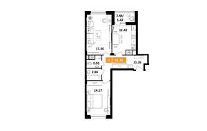 2-к квартира, вторичка, 61м2, 2/17 этаж