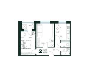2-к квартира, вторичка, 51м2, 5/9 этаж