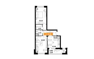 2-к квартира, вторичка, 60м2, 6/17 этаж