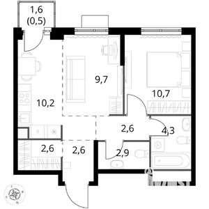 2-к квартира, вторичка, 46м2, 5/17 этаж