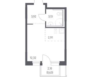 Студия квартира, вторичка, 23м2, 12/17 этаж