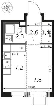 Студия квартира, вторичка, 21м2, 12/17 этаж