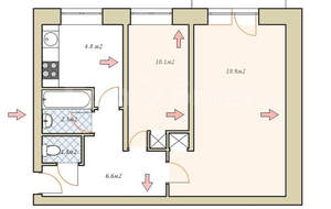 2-к квартира, вторичка, 45м2, 2/9 этаж