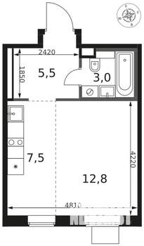 1-к квартира, вторичка, 29м2, 7/8 этаж