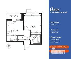 1-к квартира, вторичка, 33м2, 5/12 этаж