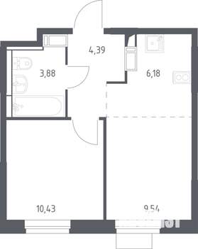 1-к квартира, строящийся дом, 34м2, 12/12 этаж