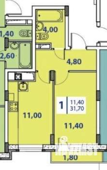 1-к квартира, вторичка, 32м2, 2/4 этаж