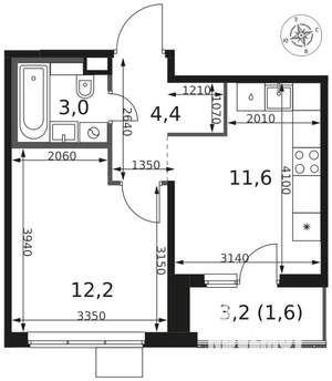 1-к квартира, вторичка, 33м2, 8/8 этаж