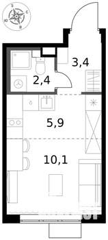 Студия квартира, вторичка, 22м2, 4/17 этаж