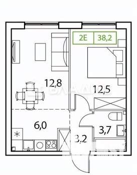 1-к квартира, вторичка, 38м2, 14/17 этаж