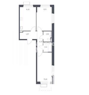 2-к квартира, вторичка, 58м2, 13/17 этаж