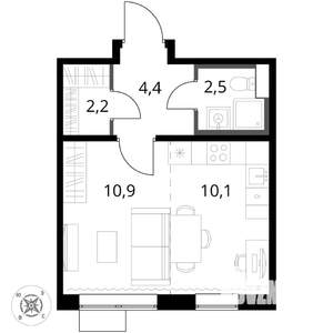 Студия квартира, вторичка, 30м2, 10/17 этаж