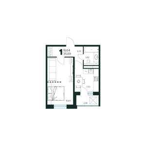 1-к квартира, вторичка, 36м2, 4/9 этаж