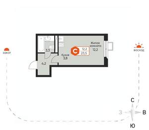 Студия квартира, вторичка, 24м2, 8/8 этаж