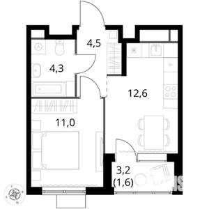 1-к квартира, вторичка, 34м2, 9/17 этаж