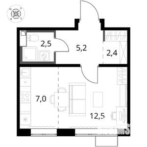 Студия квартира, вторичка, 30м2, 14/16 этаж