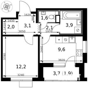 1-к квартира, вторичка, 36м2, 12/17 этаж