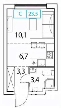 1-к квартира, вторичка, 24м2, 15/18 этаж