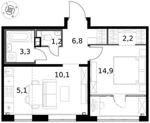 2-к квартира, вторичка, 44м2, 2/17 этаж