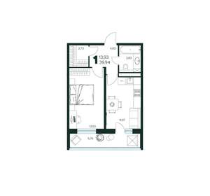 1-к квартира, вторичка, 40м2, 3/9 этаж