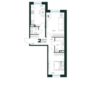 2-к квартира, вторичка, 58м2, 10/9 этаж