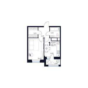 1-к квартира, строящийся дом, 36м2, 10/15 этаж